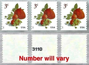 US #5201 MNH Strip 2017 Strawberry Fruits Definitive Coil [Back #][From 782315] - Picture 1 of 1