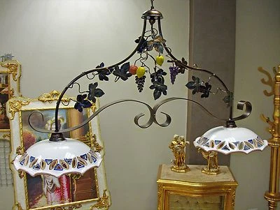 Chandelier Barbell Rustic Wrought Iron Ceramics Perforated Cooking Model Fruit - Image 1 of 4