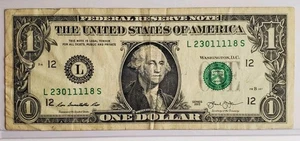 LUCKY 1111 $1 banconota da un dollaro numero di serie fantasia L23011118S serie 2013 - Foto 1 di 2