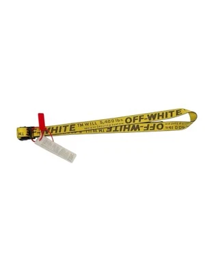 Cinturón tejido con hebilla de logotipo industrial amarillo para hombre BLANCO ROTO Virgil Abloh Foto 1 de 4