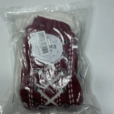 Calcetines deportivos forrados de lana Fair Isle rojos blancos sin marca talla única Foto 1 de 4