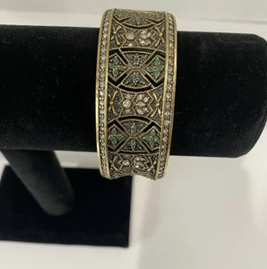 Vintage Heidi Daus byzantinische Schönheit Bronze Steine Scharnier Armband 7" - Bild 1 von 8