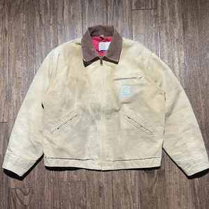 Carhartt Detroit Jacket Brown XL J18 6QLJ Quilt Lined Good Condition Faded - Picture 1 of 18