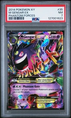 2014 POKEMON XY PHANTOM FORCES ULTRA RARE #121 M GENGAR EX PSA 7 - Image 1 of 2