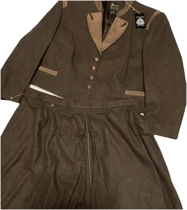 NEU Vintage Julius Lang Der Trachtenmeister reine Wolle Jacke/Rock Lederbesatz 26 - Bild 1 von 14