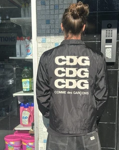 Comme Des Garcons Coach Short Jacket Black Men’s CDG Logo Nylon Windbreak Size M - Picture 1 of 24