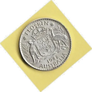 AUSTRALIA-1941 KING GEORGE V 2 SHILLINGS, 1 FLORIN, 2 BOB  (UNDER SILVER VALUE) - Bild 1 von 2