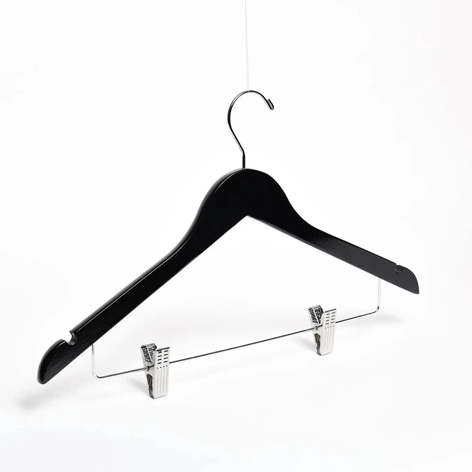 Adult Gloss Black Wooden Combination Hangers box of 100 - Image 1 of 1