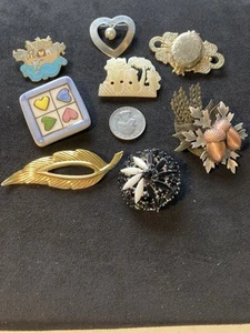 Lot of 7 Vintage Brooch/Pins Unsigned Variety of Styles - Picture 1 of 17
