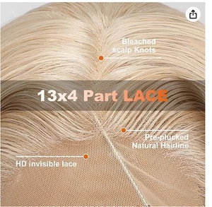 Blonde Synthetic Lace Front Wig,13x4 HD Lace Layered Wave Glueless Wigs for W... - Picture 1 of 5