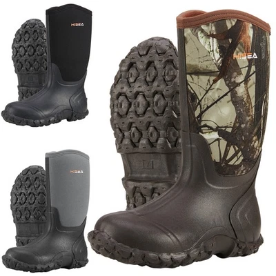 HISEA Men Waterproof Rain Boot Non-Slip Mid-Calf Hunting Fishing Garden Work Boo - Image 1 of 4