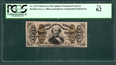 FR 1329 50c 3rd Issue US FRACTIONAL CURRENCY  Graded PCGS 62 New  - AD6 - Image 1 of 2