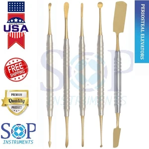 5 Periosteal Elevators Set Surgical Dental Instruments Stainless German Grade - Picture 1 of 6
