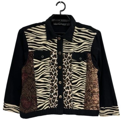 Vintage New Identity women's jacket animal print collared button up size L - Image 1 of 4