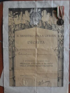 diploma attestato della medaglia vittoria 1915 1918 bronzo nemico - Picture 1 of 1