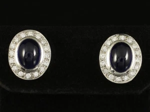 Enchufe de oreja brillante de zafiro atemporal aprox. 4,32 quilates 585/- oro blanco - Imagen 1 de 1