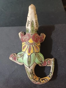 Figura de cocodrilo arte popular mexicano cerámica de terracota pintada a mano 10" - Imagen 1 de 13