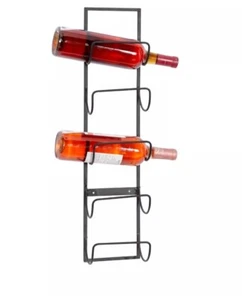 Metal 5 Bottle Wall Wine Rack, 6" x 5" x 25", Black - Picture 1 of 5