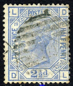 GB Quen Victoria 1880 2½d. Blue Watermark Orb Plate 19 DL SG 142 (Spec J21) VFU - Picture 1 of 2