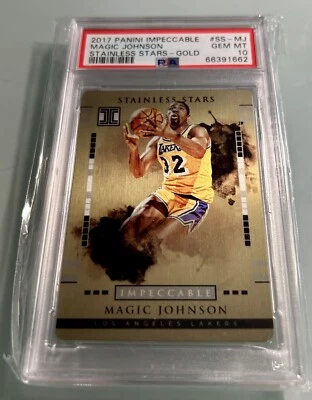 2017 Panini Impeccable Stainless Stars Gold /10 Magic Johnson PSA 10 - POP 1! - Image 1 of 3