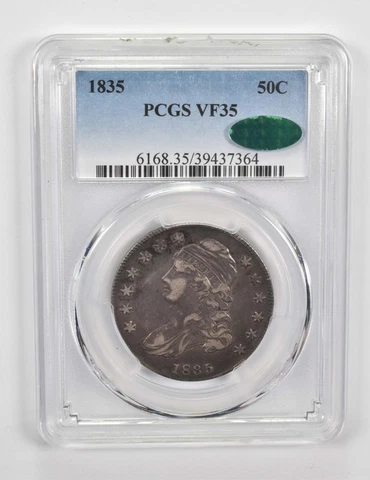 VF35 1835 Capped Bust Half Dollar - CAC - Graded PCGS *0330 Cover