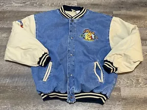 Vintage 90s Disney Winnie The Pooh Denim Varsity XXXTENTACION Jacket Size 2XL - Picture 1 of 14