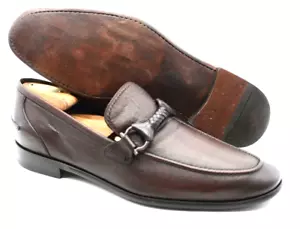 Men's SALVATORE FERRAGAMO 'Twist' Brown Leather Loafers Size US 10 - 2E - Picture 1 of 8