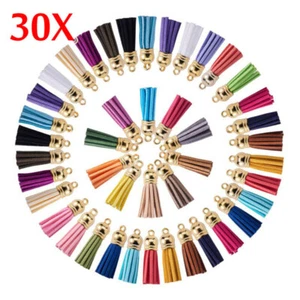 30Pcs Suede Leather Tassel DIY Keychain Pendant Jewelry Finding Charm Wholesale - Picture 1 of 10