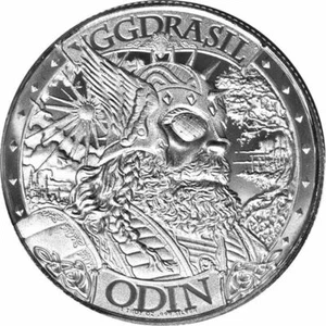 ODIN - Asgard 1 oz troy redondo de plata fina - serie Mythical Cities ¡EN CÁPSULA! - Imagen 1 de 2