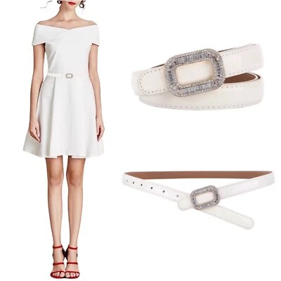 Cinturones de charol ajustados con hebilla de estrás brillantes para mujer 4-8 Foto 1 de 4