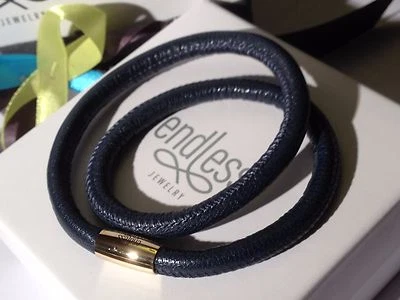 Endloser Schmuck 38 cm blaues Armband Doppelstrang gelb Verschluss uA £50 - Bild 1 von 4