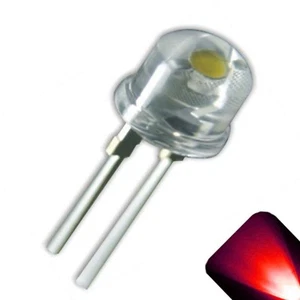 10 x LED 8mm rot 0,5 Watt Ultraweitwinkel helle High Power LEDs 0,5W halb 1/2 - Bild 1 von 2