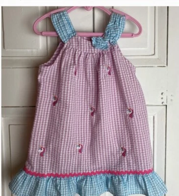 Новый! Сарафан для девочек 12 месяцев EMILY ROSE Seersucker Unicorn, розовый - Изображение 1 из 4