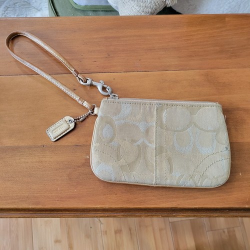 Autentico portafoglio da polso Coach cinturino in oro giallo buone condizioni