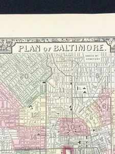 American State map from Mitchell's Atlas 1865 Plan of Baltimore Dated 1860 - Picture 1 of 6