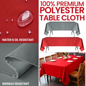 Rectangular Wipe Clean Polyester Tablecloth Cover – Dining & Party Table Cloth - Picture 1 of 22