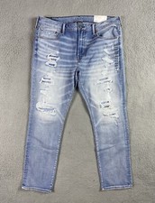American Eagle Jeans Mens 36x30 Slim Airflex 360 Stretch Destroyed Whiskered NWT