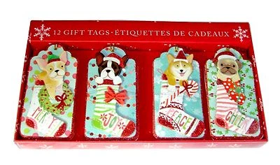 Molly Rex 12 Brillantes 3D Etiquetas Regalo Navidad Cachorro Medias 14214 Punch Studio Foto 1 de 4