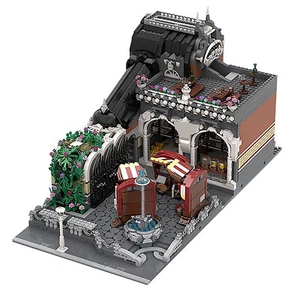 MOC: Modular Market with Square, Marble Fountain, Stone Benches 4689 Pieces - Picture 1 of 2