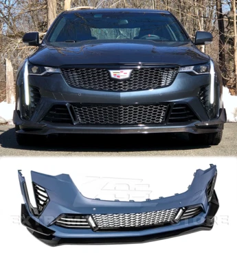 Capa de neblina labial parachoque dianteiro estilo Blackwing com primer para Cadillac CT4 20-UP | CT4-V - Imagem 1 de 4
