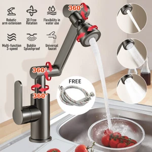 Bathroom Kitchen Sink Faucet Mixer Tap 1080° Swivel Sprary Single Handle for RV - Picture 1 of 32