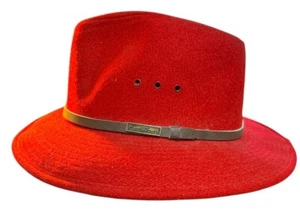 Vintage Eddie Bauer Vintage Men's Red Wool Felt Fedora Hat Made In USA Large - Picture 1 of 7