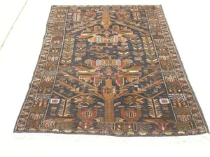 Alfombra fina vintage afgana baluchi 45""x79"" diseño geométrico floral de árbol - Imagen 1 de 12