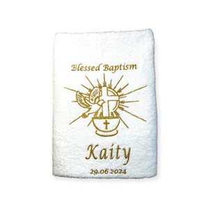 Blessed Baptism Handtuch mit Name und Datum - Wellness, Duschtuch, Heilige Taufe - Bild 1 von 37
