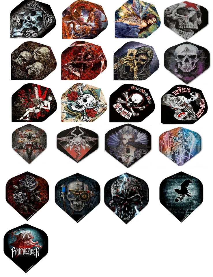 1 Satz, 3st. Alchemy Flights Standard,Farbe wählbar 100 Mikron,Totenkopf,Devil - Bild 1 von 1