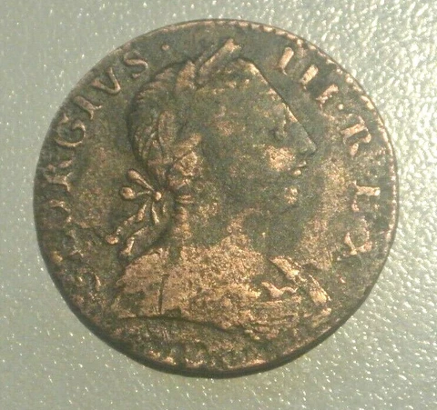 HALF  PENNY 1774  colonial coin  poids 6gr30  RARE RARE Cover