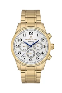 Daniel Klein exklusive Herrenuhr weißes Zifferblatt/golden - Bild 1 von 3