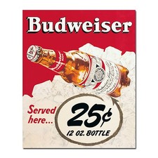 BUDWEISER BEER VINTAGE METAL SIGN TIN RETRO PLAQUE GARAGE BAR PUB MAN CAVE