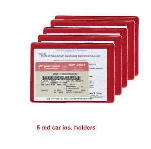 5 RED AUTO CAR TRUCK INSURANCE REGISTRATION ID CARD CASE WALLET HOLDERS