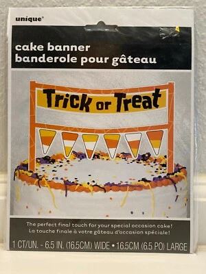 "Caramelo maíz truco o trato BANNER DE PASTEL adorno decoración de Halloween 6 1/2"" W 1 ct. Foto 1 de 2